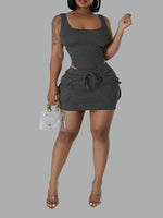 Solid Bodysuit & Mini Skirt Set