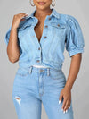 Puff Sleeve Denim Jacket