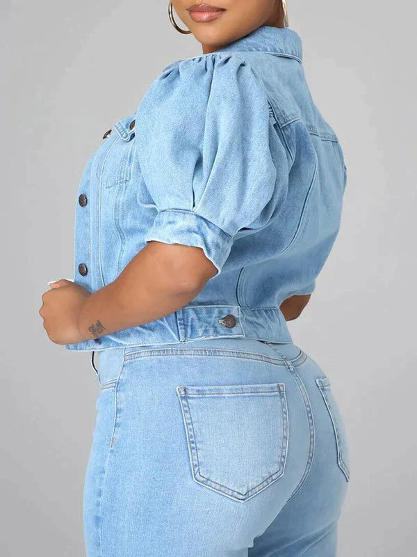 Puff Sleeve Denim Jacket