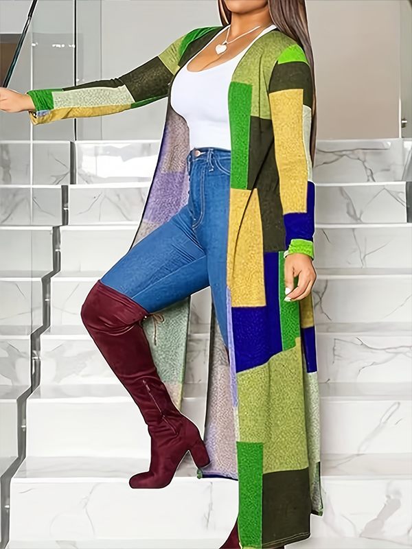 Colorblock Open-Front Cardigan